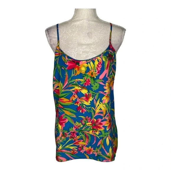 J.Crew Blue Floral Printed Sleeveless Blouse - Picture 1 of 6